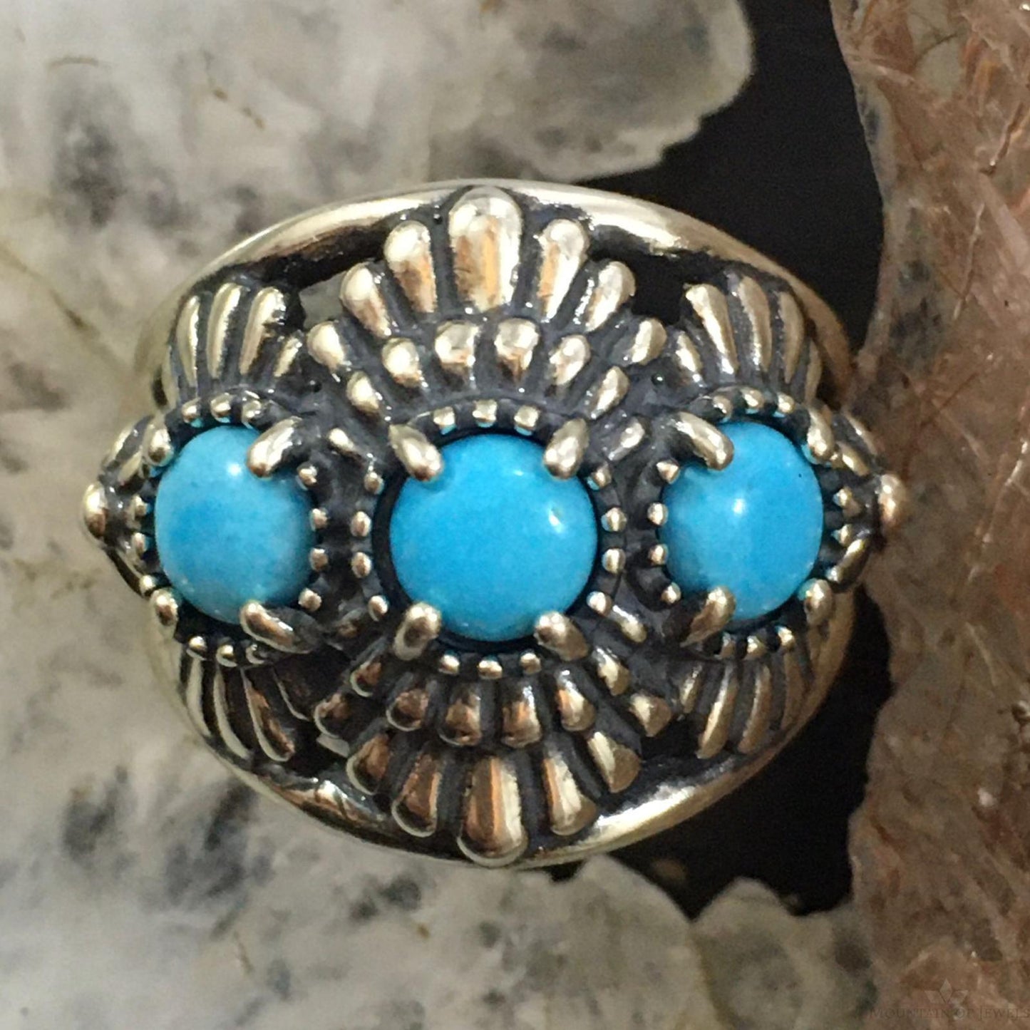 Carolyn Pollack Vintage Southwestern Style Sterling Silver Sleeping Beauty Turquoise Ring For Women