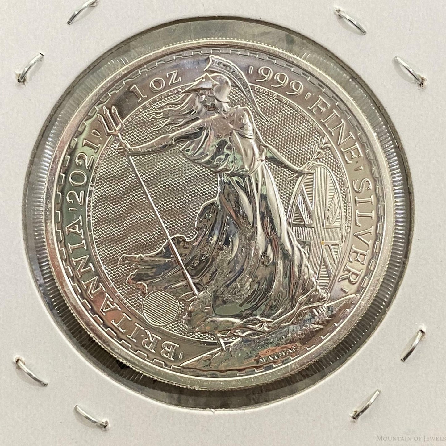 2021 UK 1.0 Ounce Britania 2 Pounds .9999 Fine Silver BU #13122-4