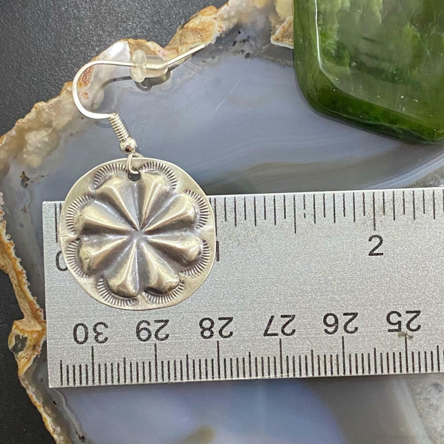 Sterling Silver Floral Repousse Dangle Earrings For Women