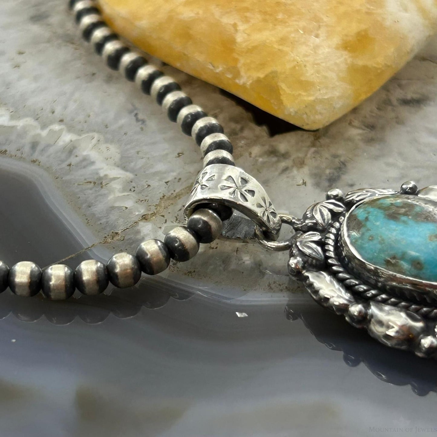 Sterling Silver Southwestern Style Teardrop Turquoise Pendant For Women #8