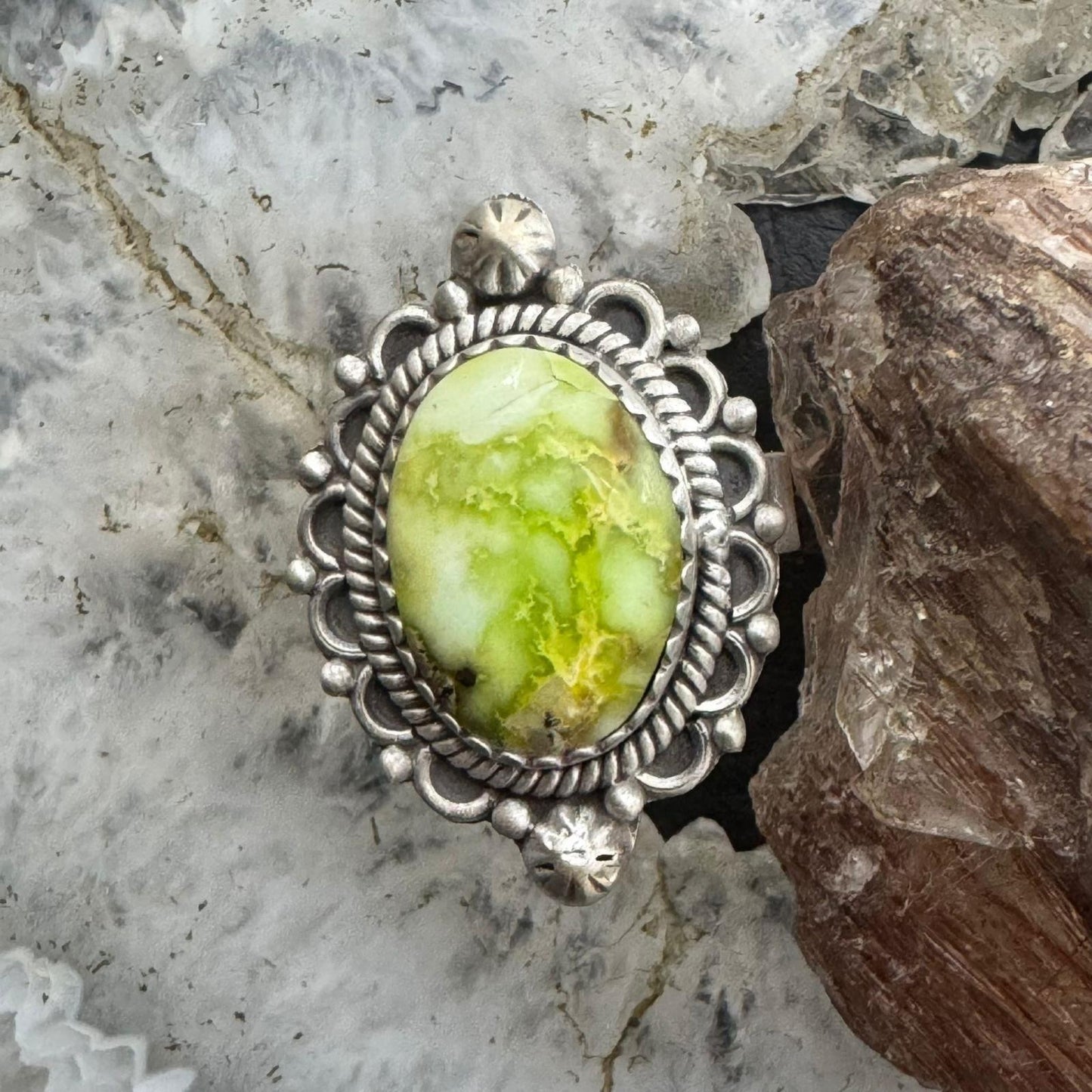 Sterling Silver Southwestern Style Palamino Decorated Adjustable Ring For Women