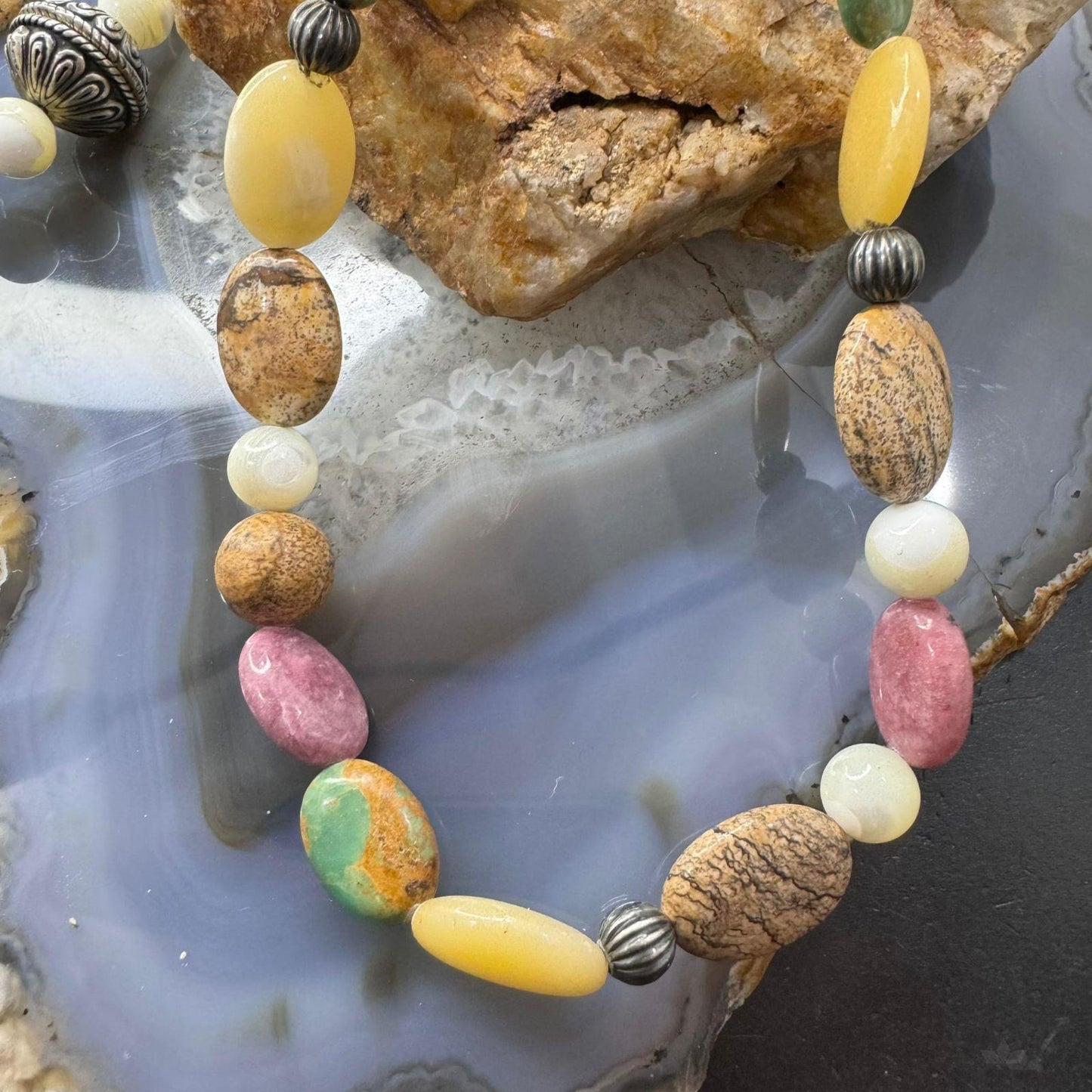 Carolyn Pollack Sterling Silver Multi Pastel Gemstone Beaded Necklace For Women