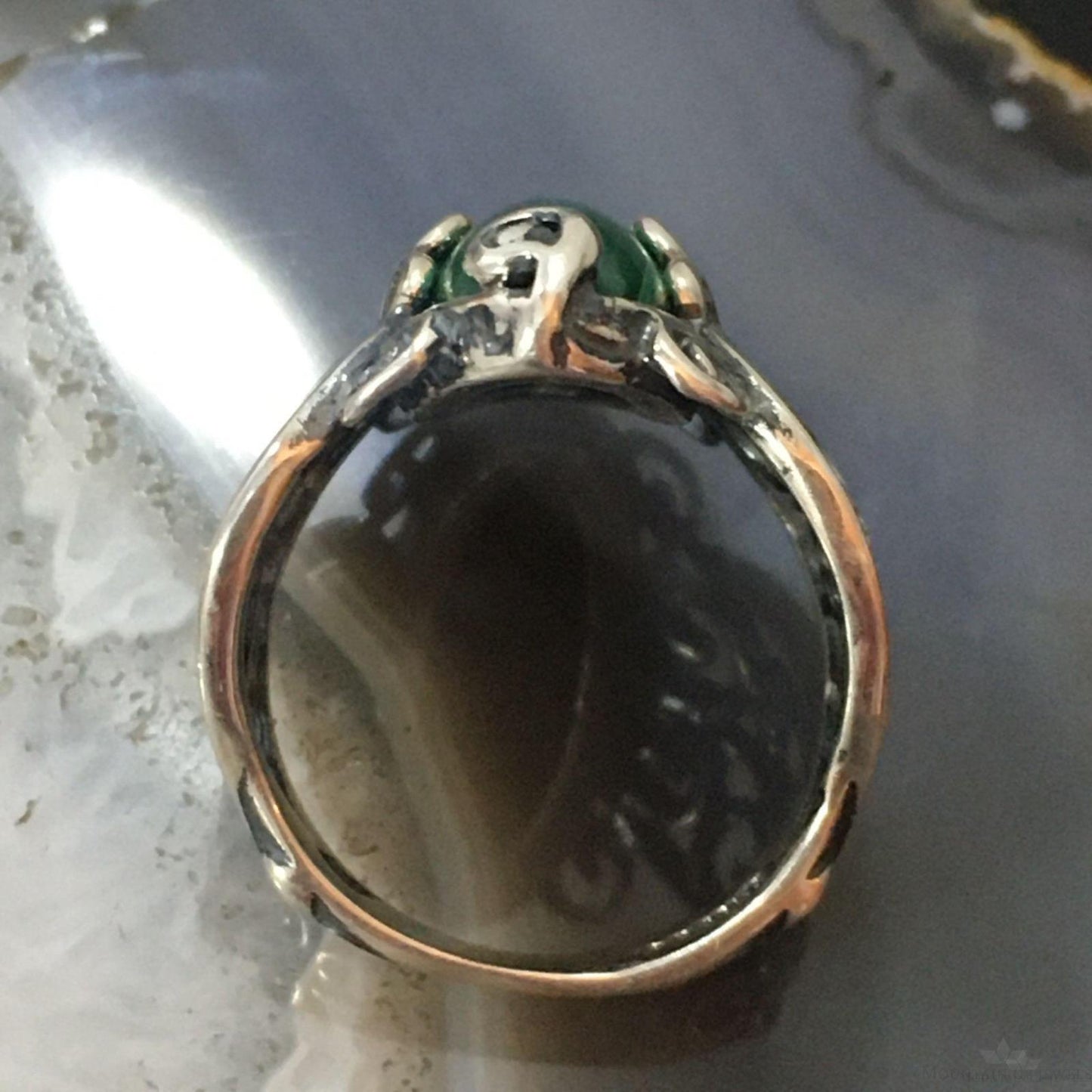 Carolyn Pollack Sterling Silver Marquise Malachite Decorated Ring For Women