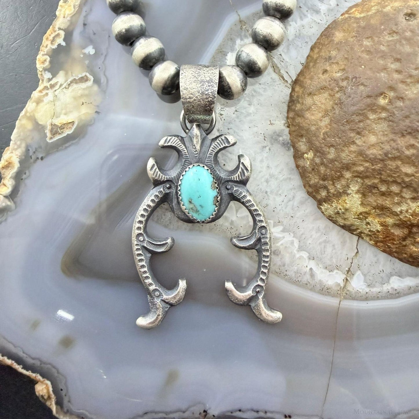 Eva & Linberg Billah Sterling Silver Turquoise Decorated Unisex Naja Pendant