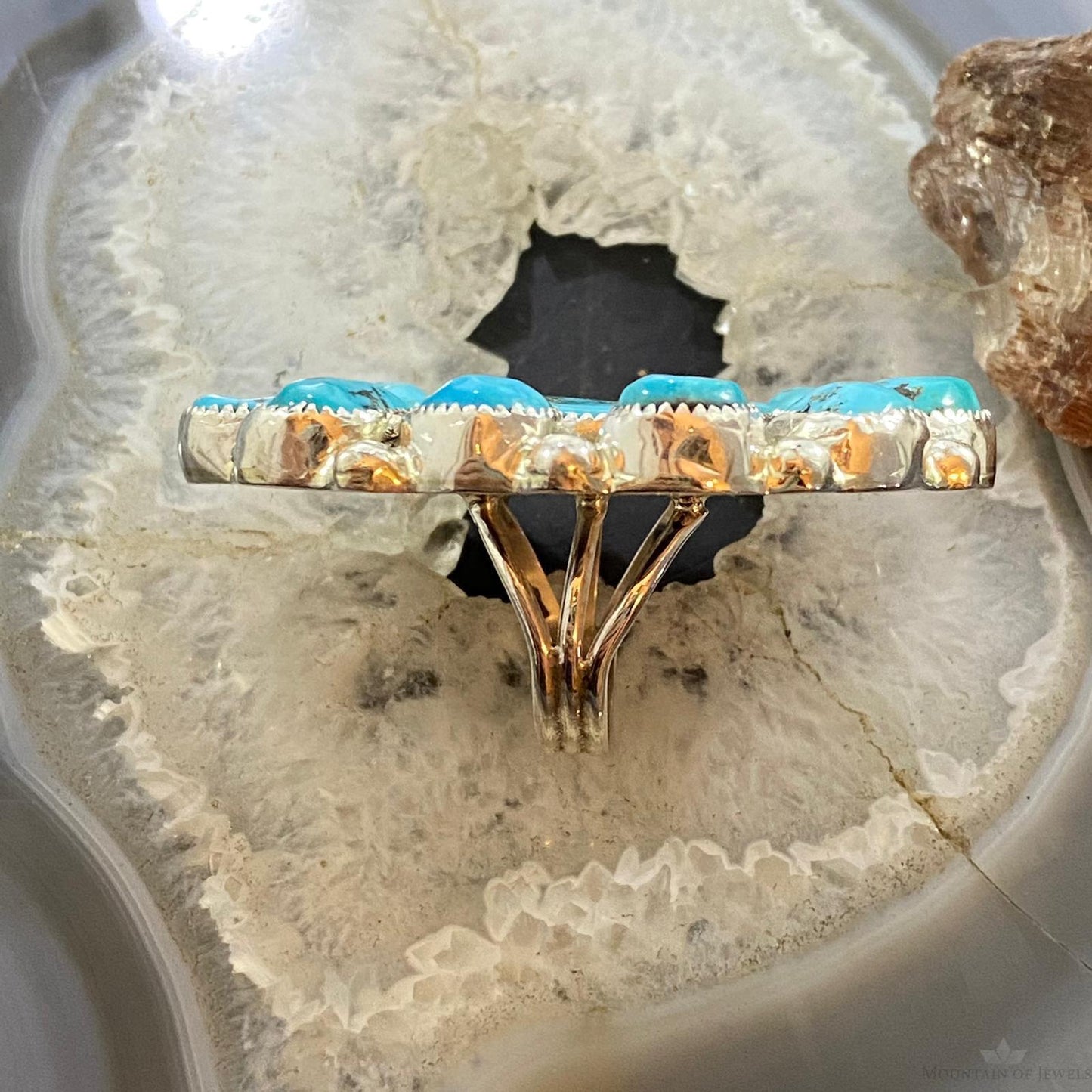 Silver Ray Sterling Silver Kingman Turquoise Cluster Flower Ring Sz 8 For Women
