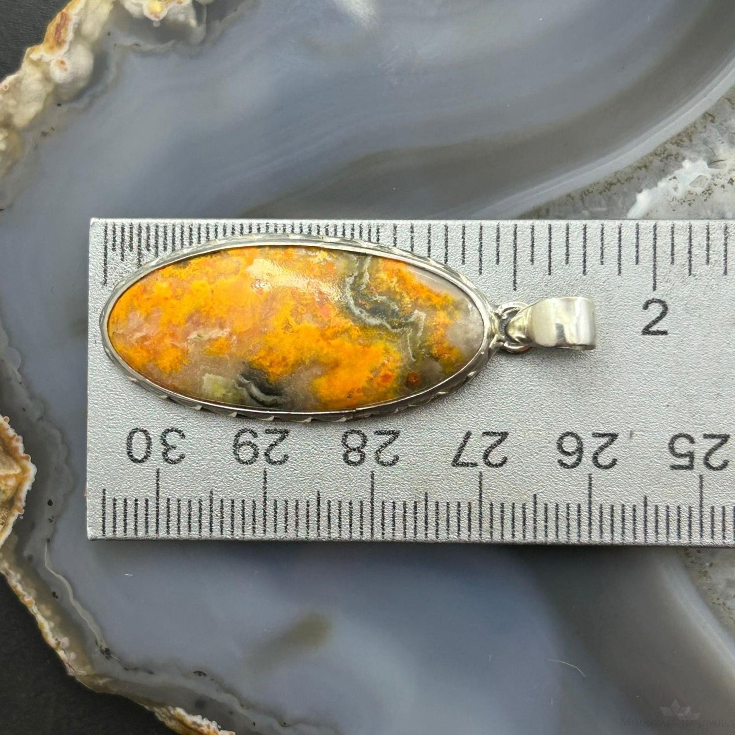 Sterling Silver Southwestern Style Oval Bumblebee Jasper Pendant For Women