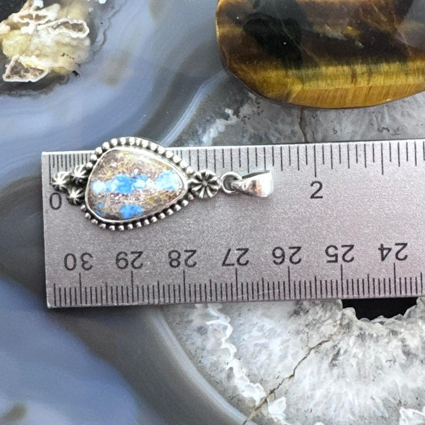 Sterling Silver Southwestern Style Golden Hill Turquoise Decorated Pendant For Women