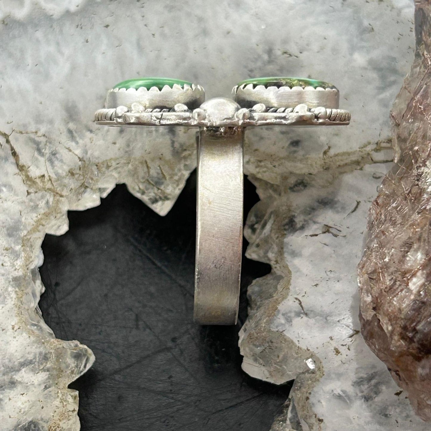 Sterling Silver Southwestern Style 2 Sonora Gold Turquoise Adjustable Ring For Women #5
