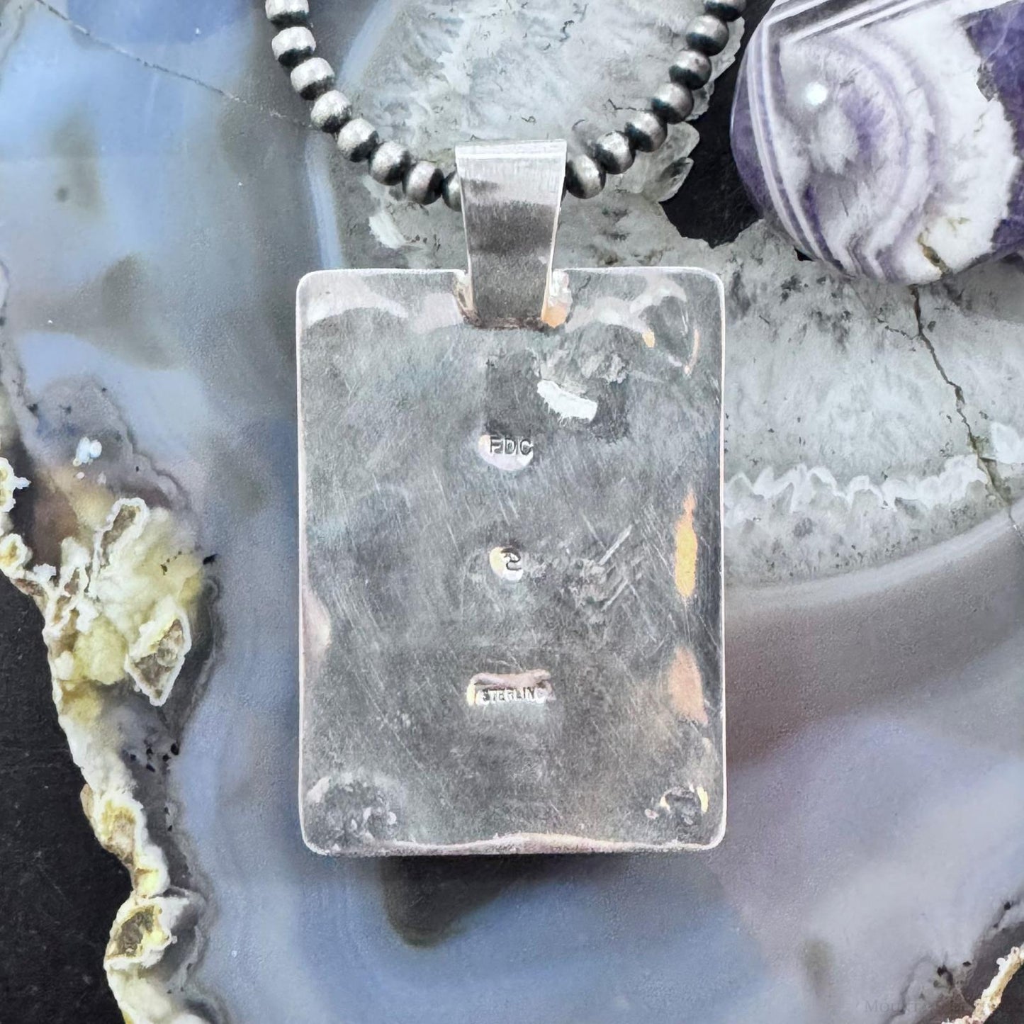 Frank Chavez Native American Sterling Silver Oval Charoite Unisex Pendant