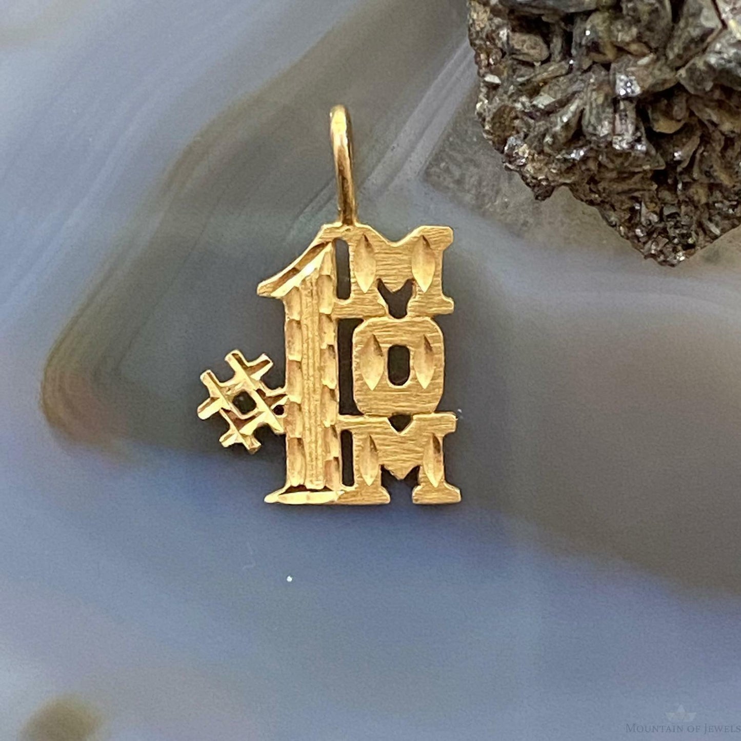 14K Yellow Gold "# 1 Mom" Charm For Women