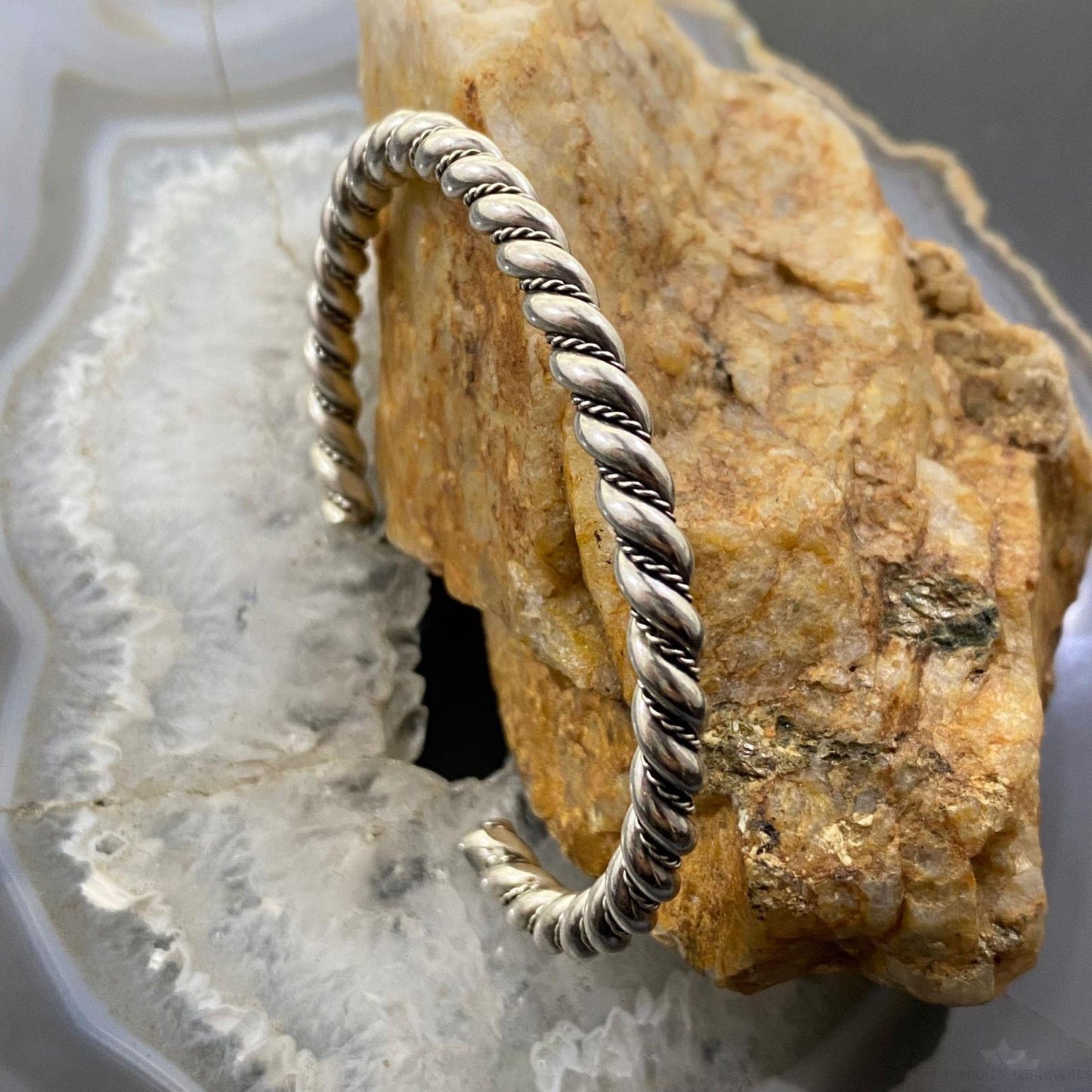 Vintage Native American Silver Rope Twisted Stackable Bracelet For Women