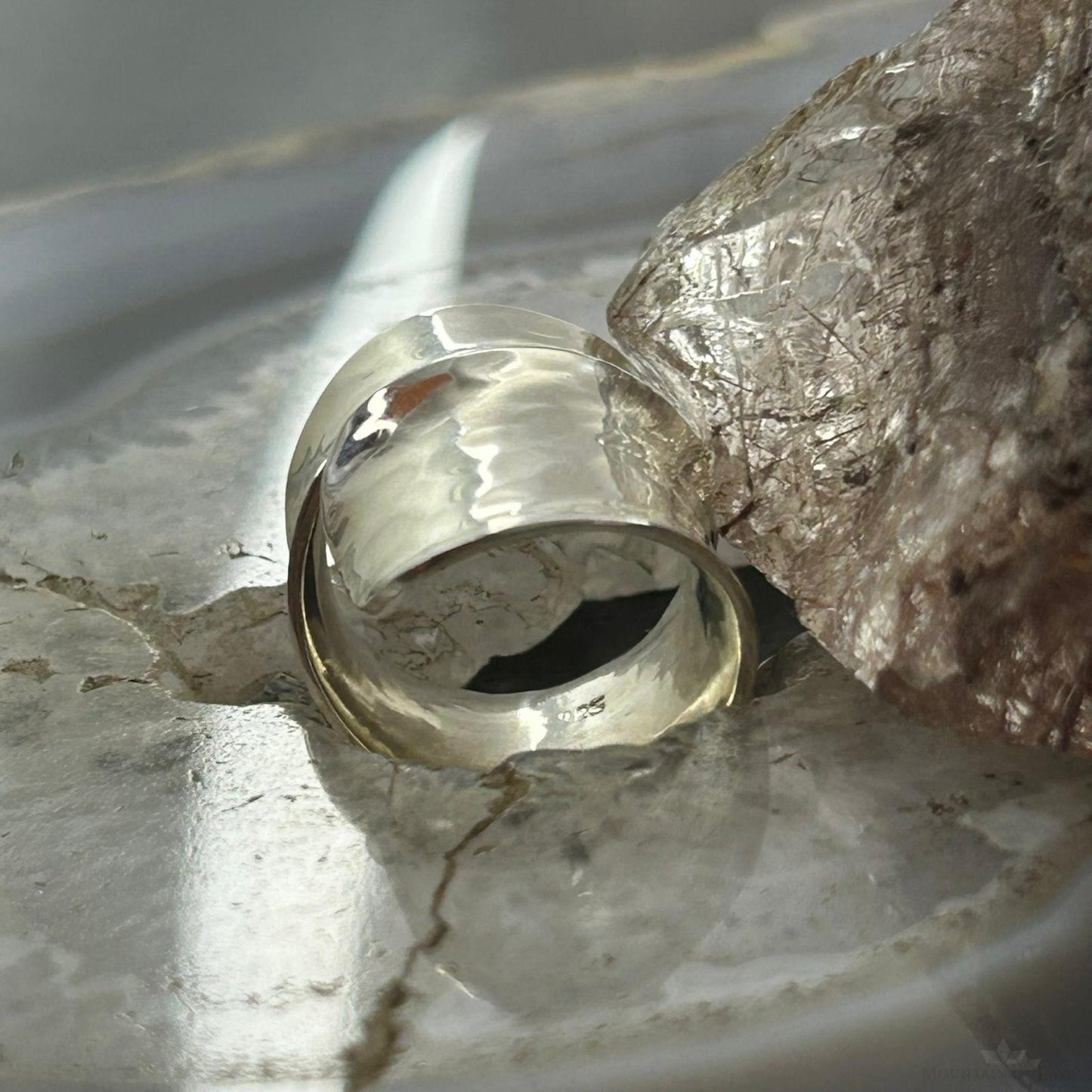 Sterling Silver Hammered Wide Warp Around Fashion Ring For Women, Taxco Mexico