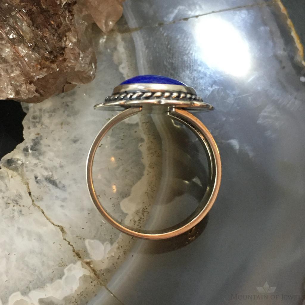 Carolyn Pollack Sterling Silver Oval Lapis Lazuli Decorated Ring For Women