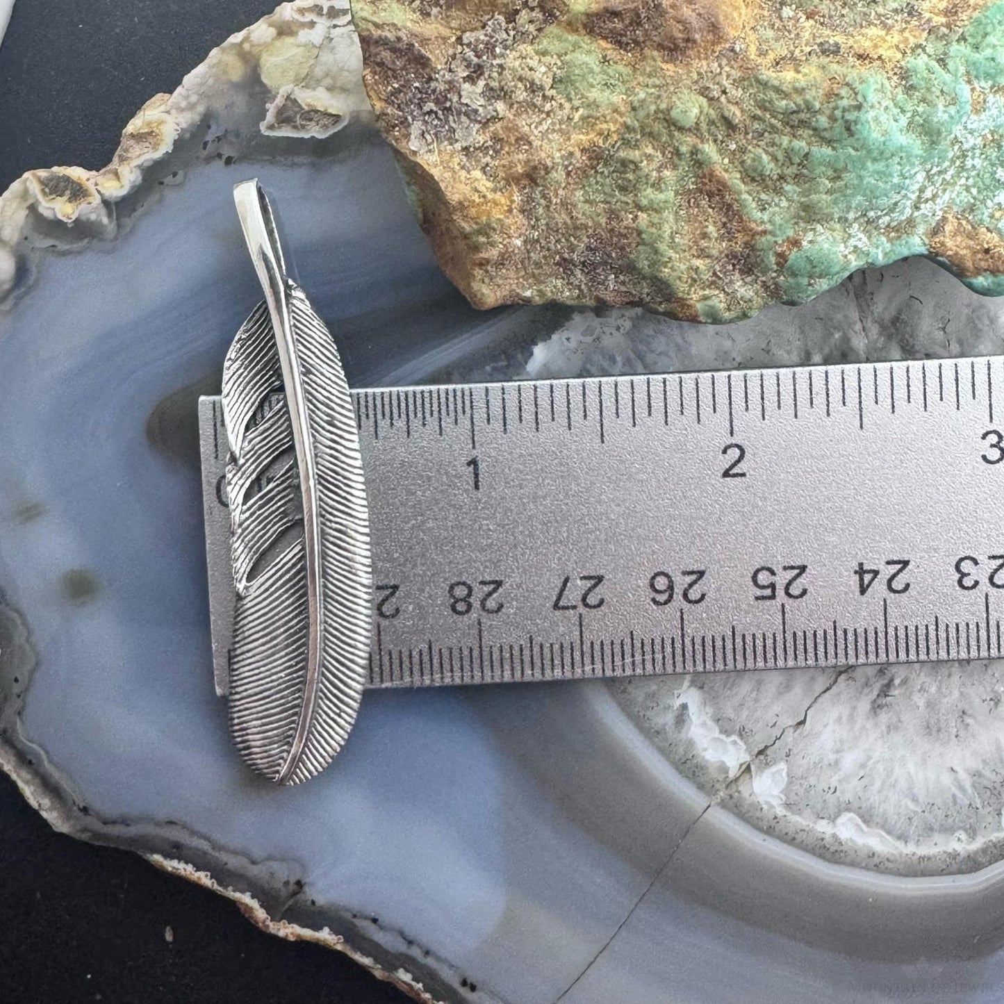 Sterling Silver Southwestern Style Curved Feather Unisex Pendant