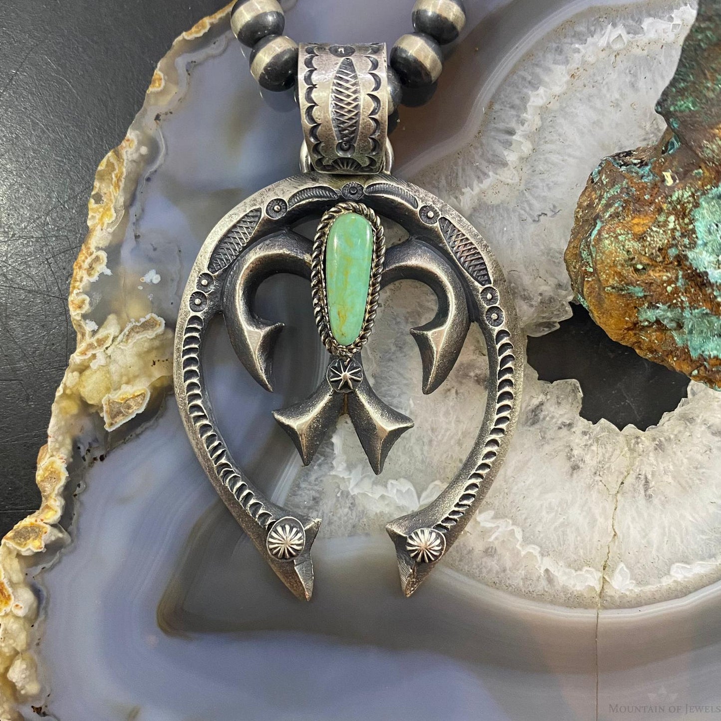 Eva & Linberg Billah Sterling Silver Turquoise Decorated Naja Unisex Pendant #30