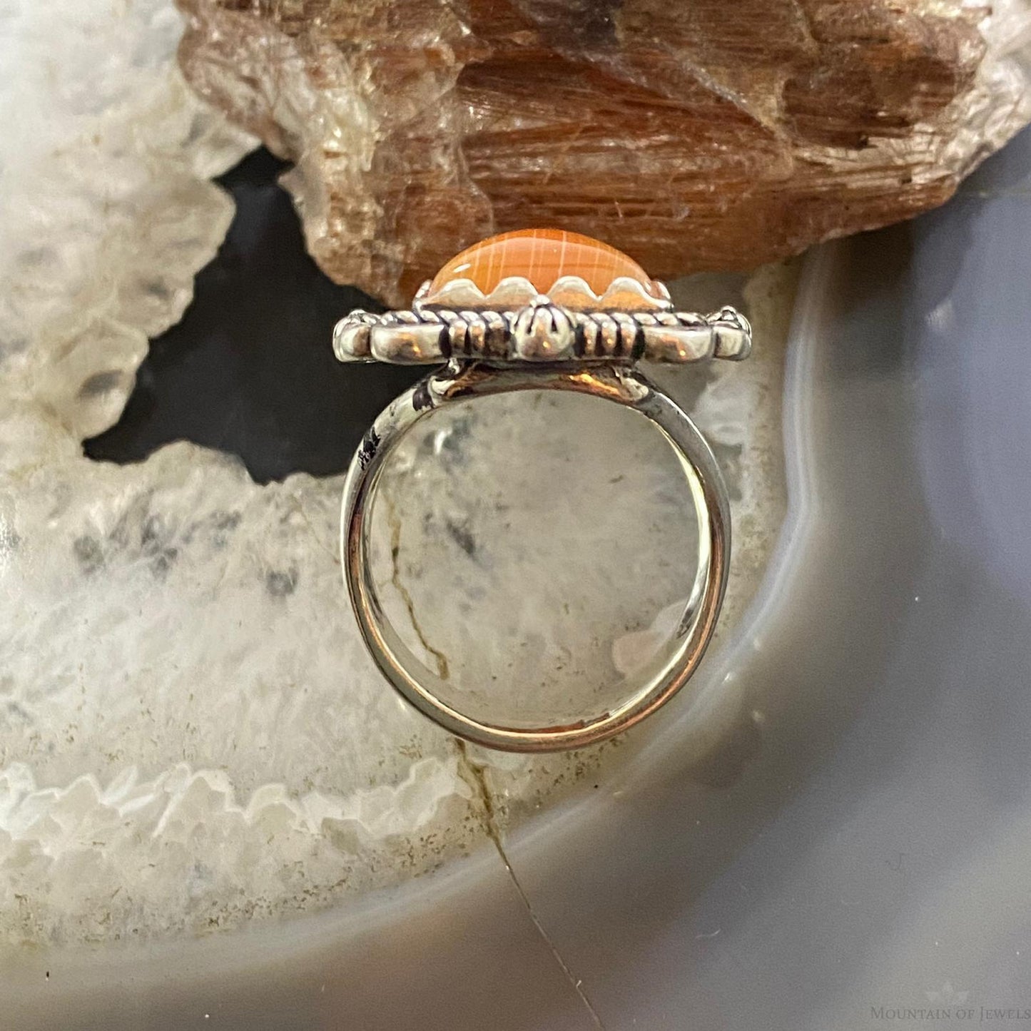 Carolyn Pollack Sterling Silver Elongated Rectangle Carnelian Ring Sz 8.5, 9.25