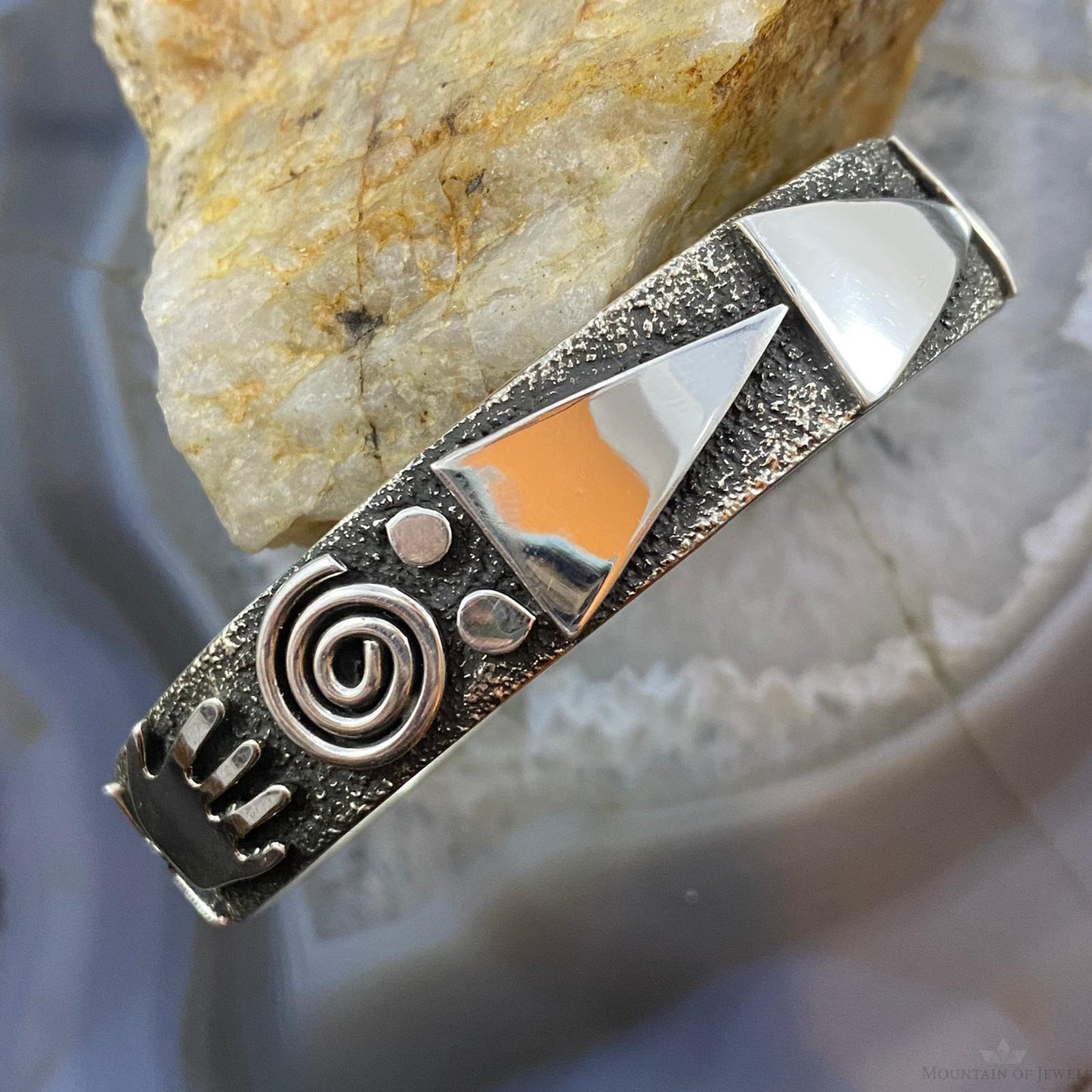 Alex Sanchez Native American Sterling Silver Petroglyph Bracelet For Women #4