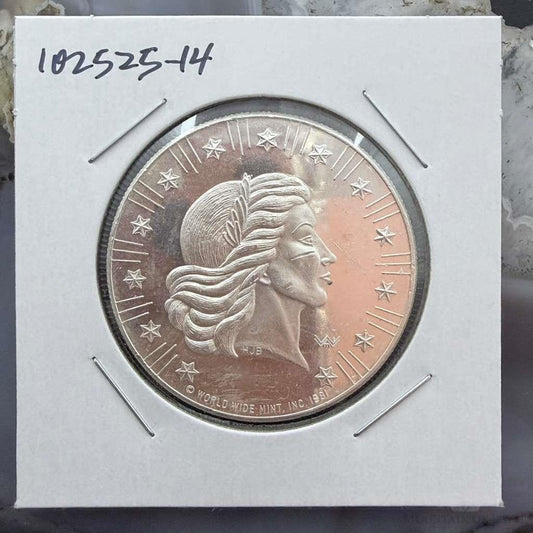 US 1981 One Troy Ounce .999 Fine Silver Round Liberty Head #102525-14