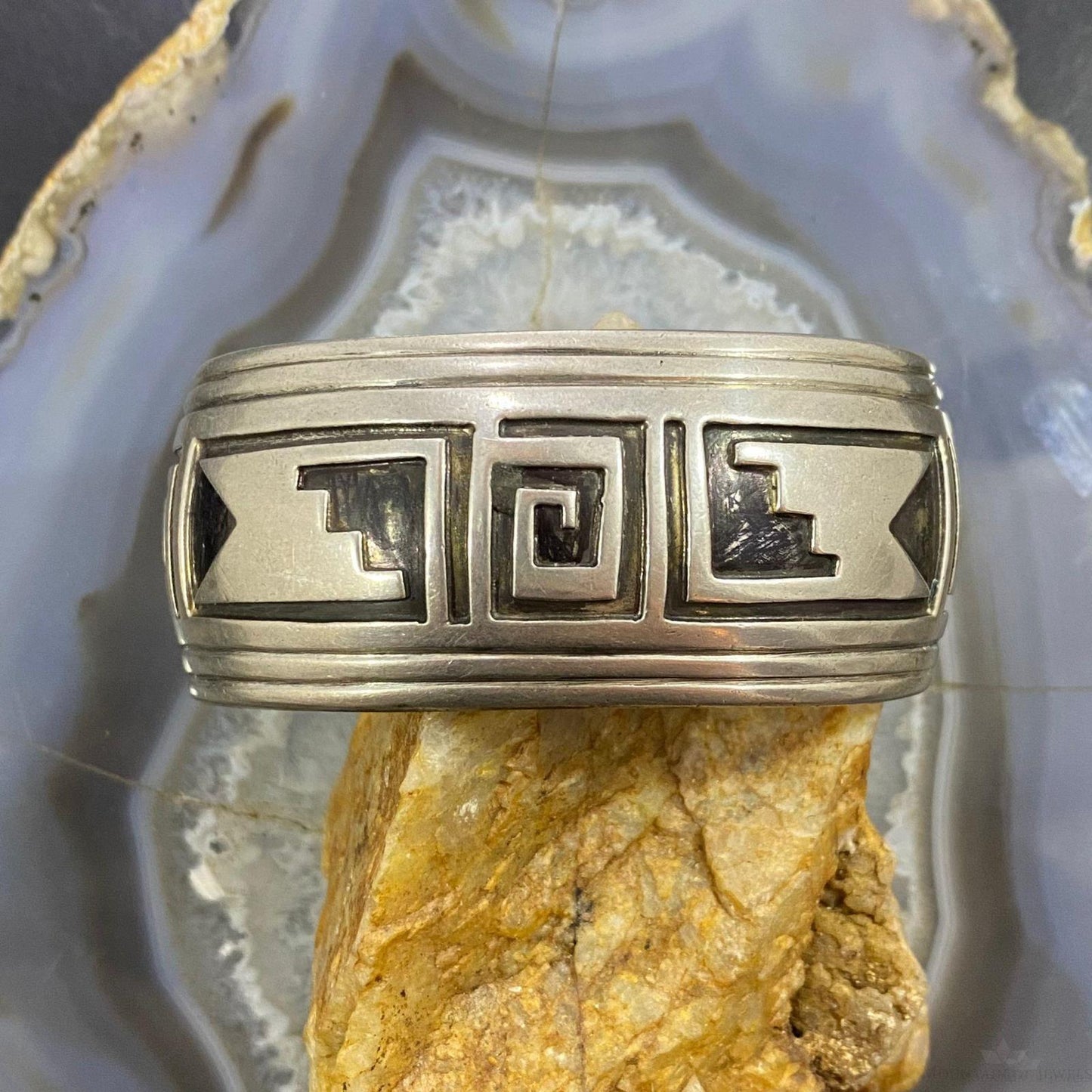 Vintage Native American Silver SW Motif Hopi Overlay Bracelet For Women #1