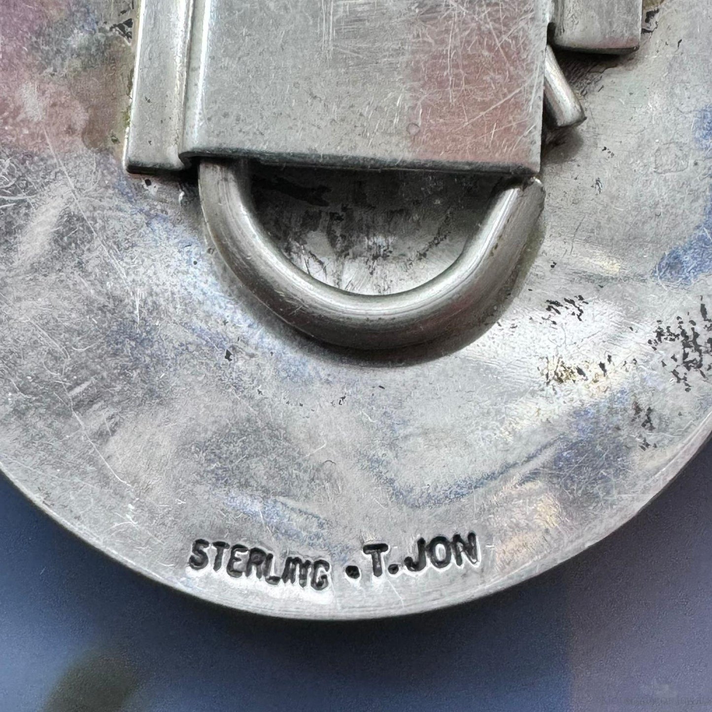 Vintage Tillie Jon Native American Sterling Silver Overlay Rez Life Keyring