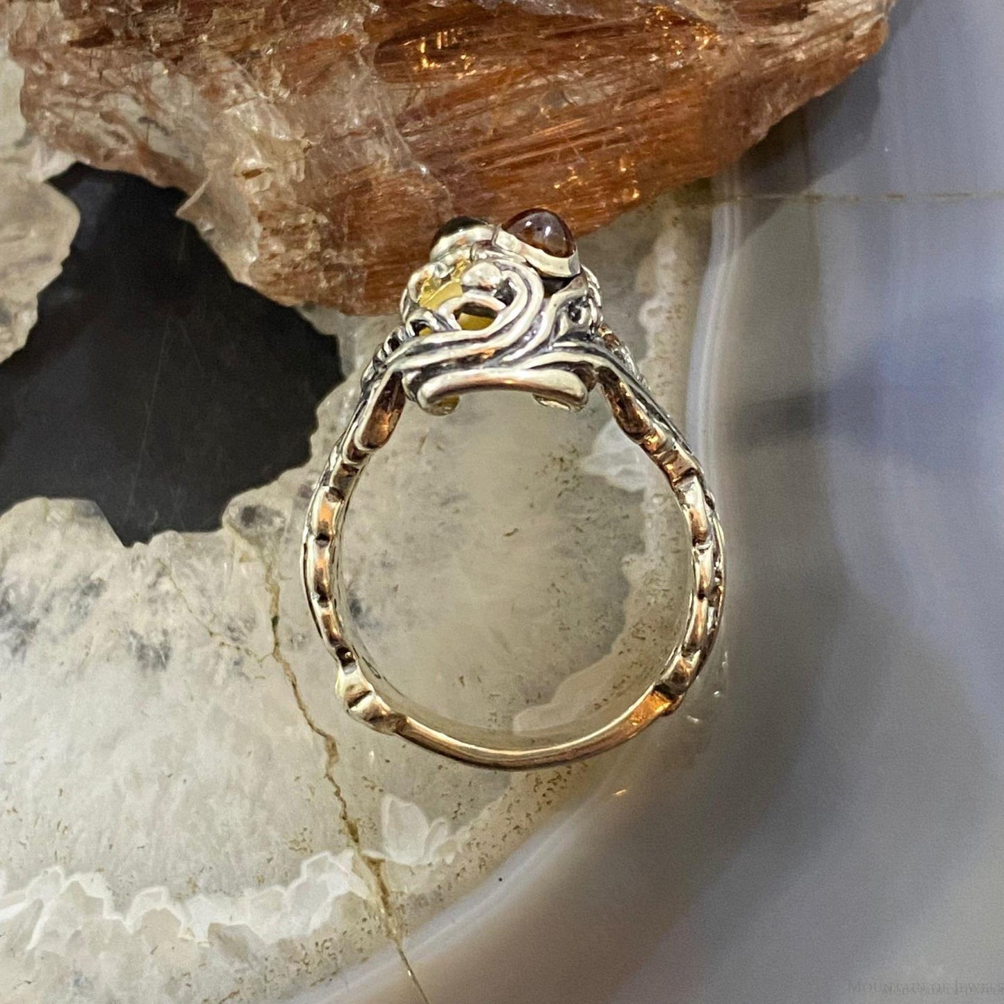 Carolyn Pollack Southwestern Style Sterling Silver Yellow Jasper, Smoky Quartz & Citrine Ring For Women