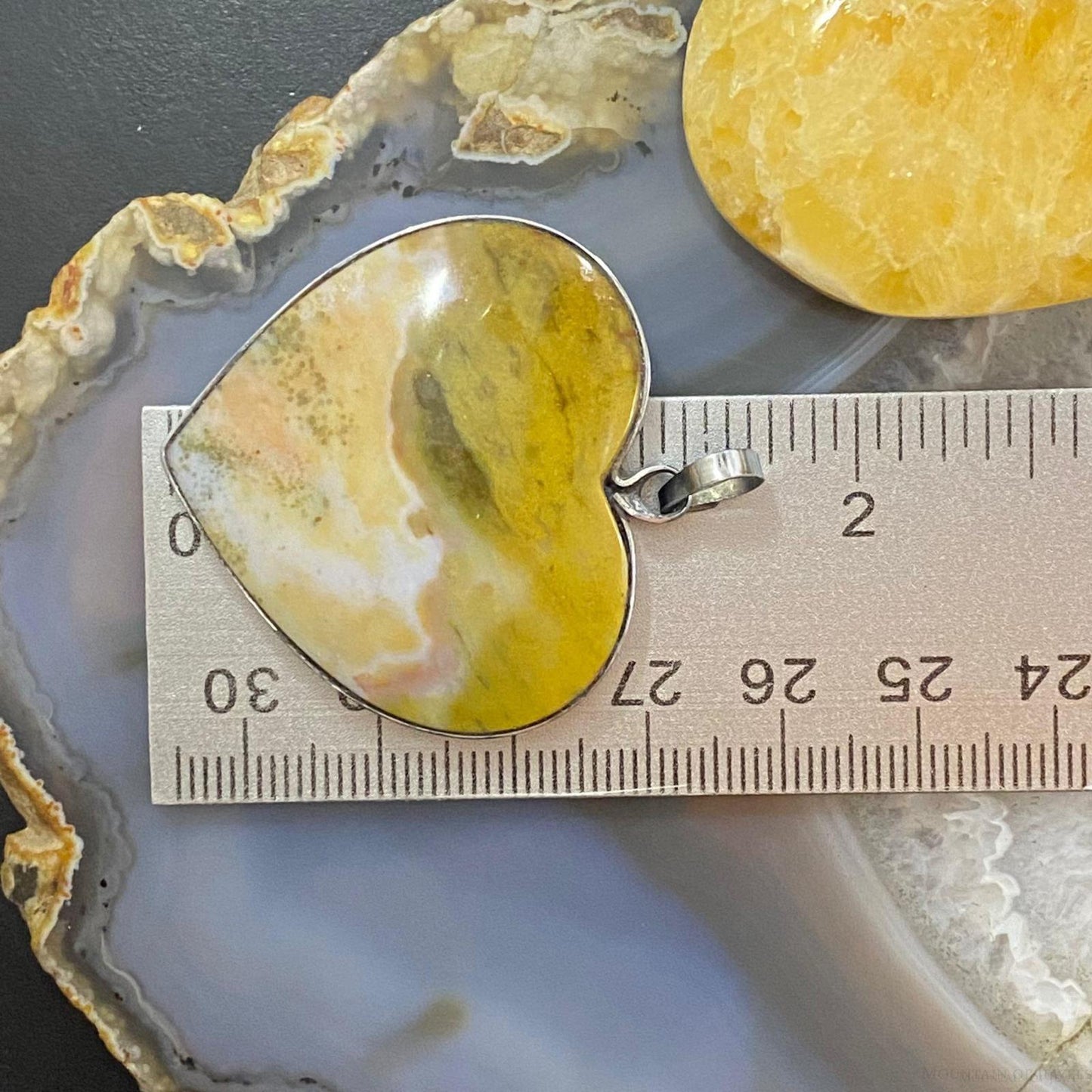 Heart Shape Ocean Jasper Crystal Pendant For Women Set in Stainless Steel #109