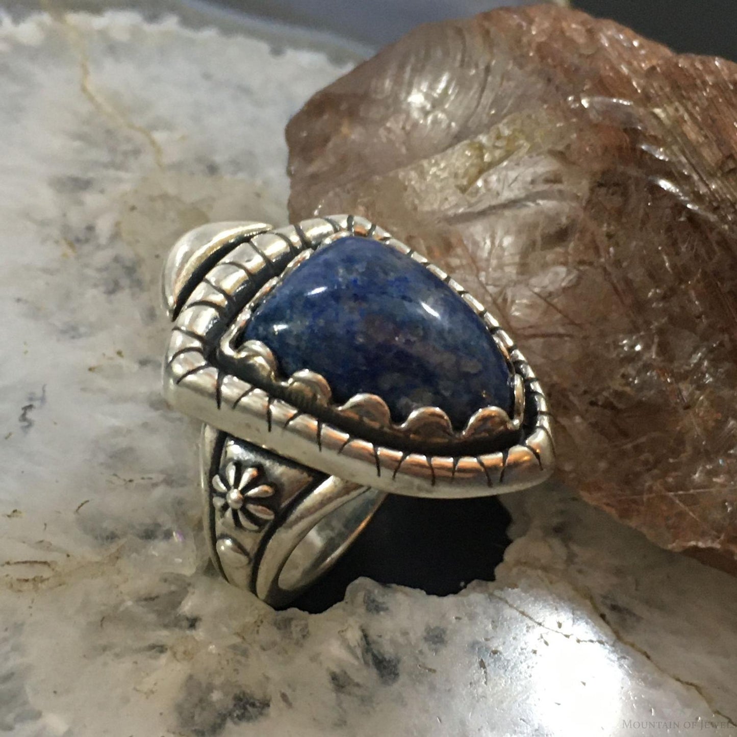 Carolyn Pollack Southwestern Style Sterling Shield Denim Lapis Ring For Women