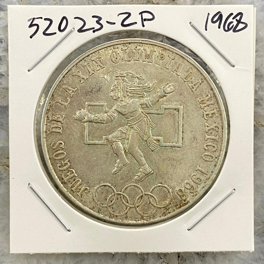 1968 Mexico XIX Olympic Games Aztec Ball Player 25 Pesos Silver Coin #52023-2P