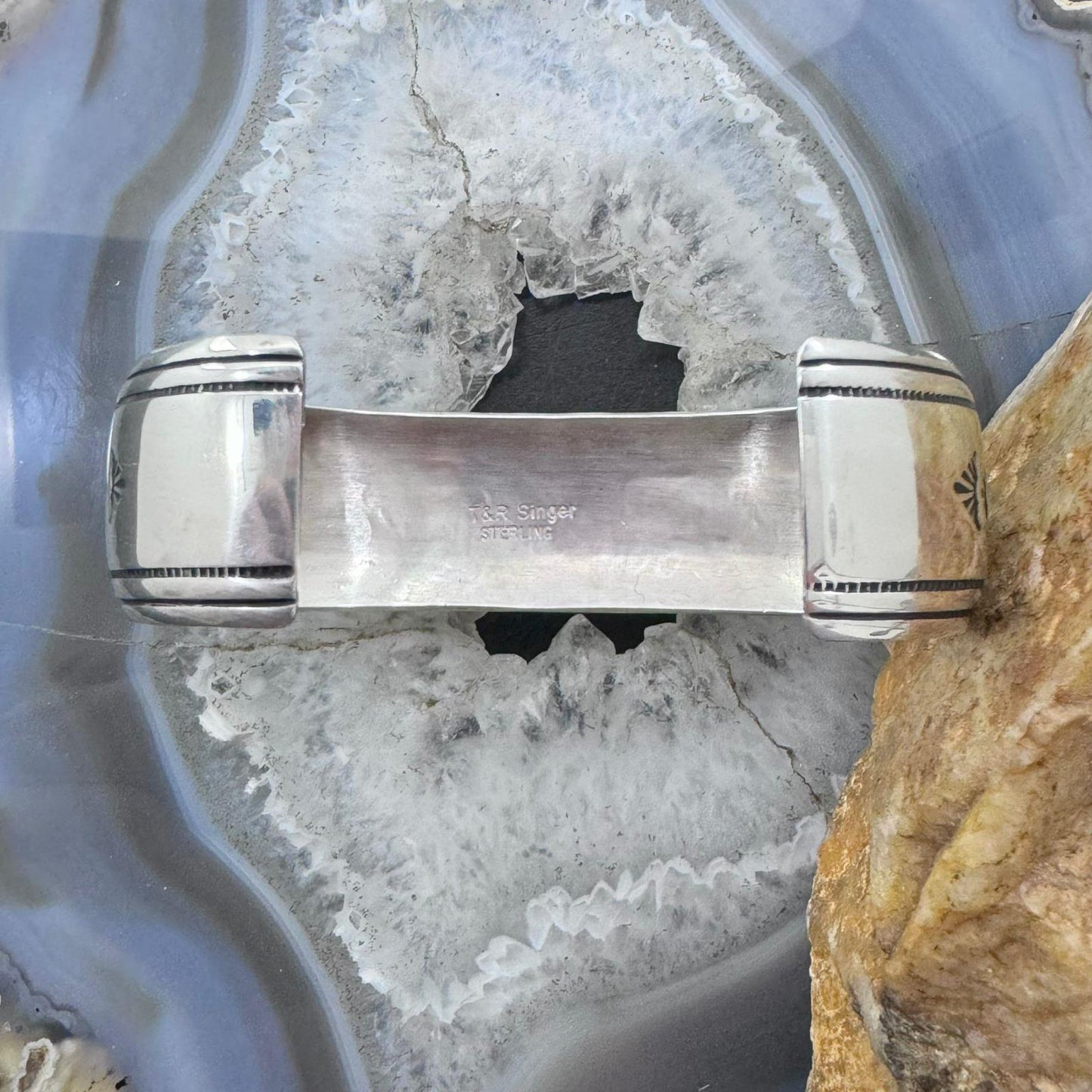Tommy & Rosita Singer Sterling Silver Flexible Decorated Overlay Unisex Bracelet #1