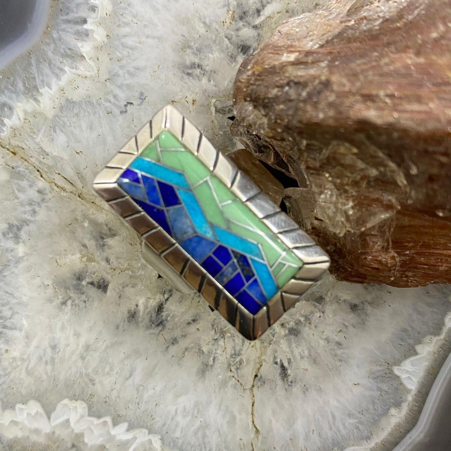 Carolyn Pollack Sterling Silver Multi Stone Inlay Bar Ring Variety of Sizes