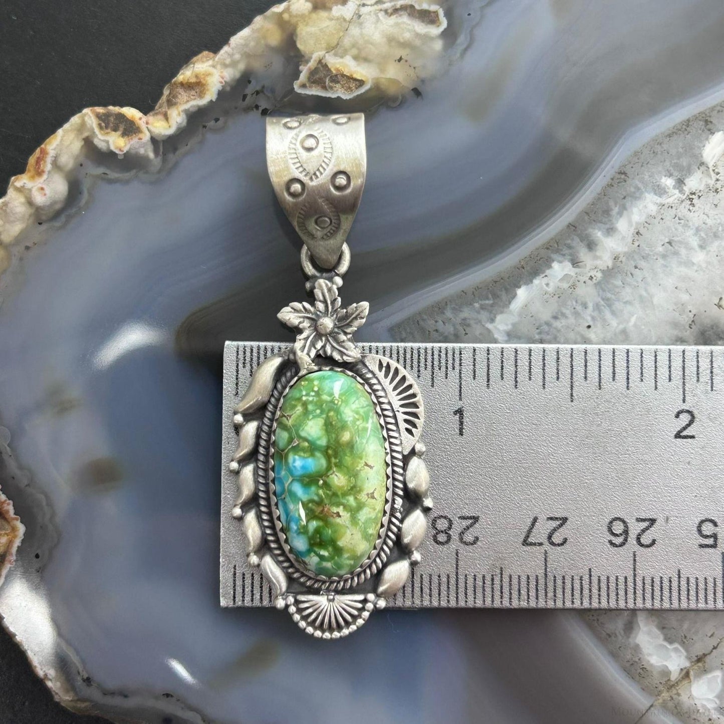 Sterling Silver Southwestern Style Sonora Gold Turquoise Decorated Pendant For Women