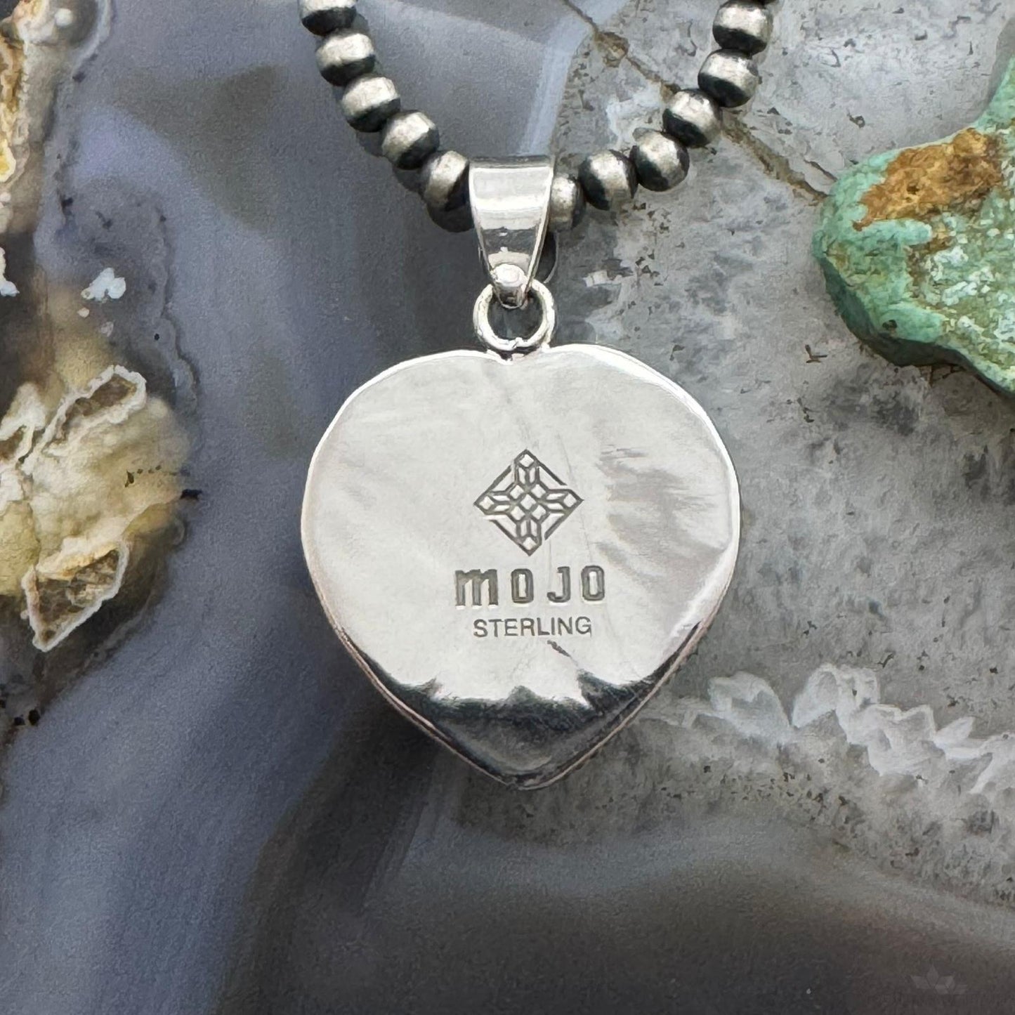 Sterling Silver Southwestern Style White Buffalo Heart Shape Pendant For Women