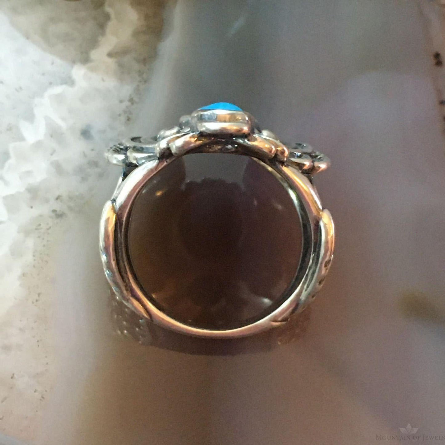 Carolyn Pollack Sterling Silver 2 Sleeping Beauty Turquoise Decorated Ring For Women