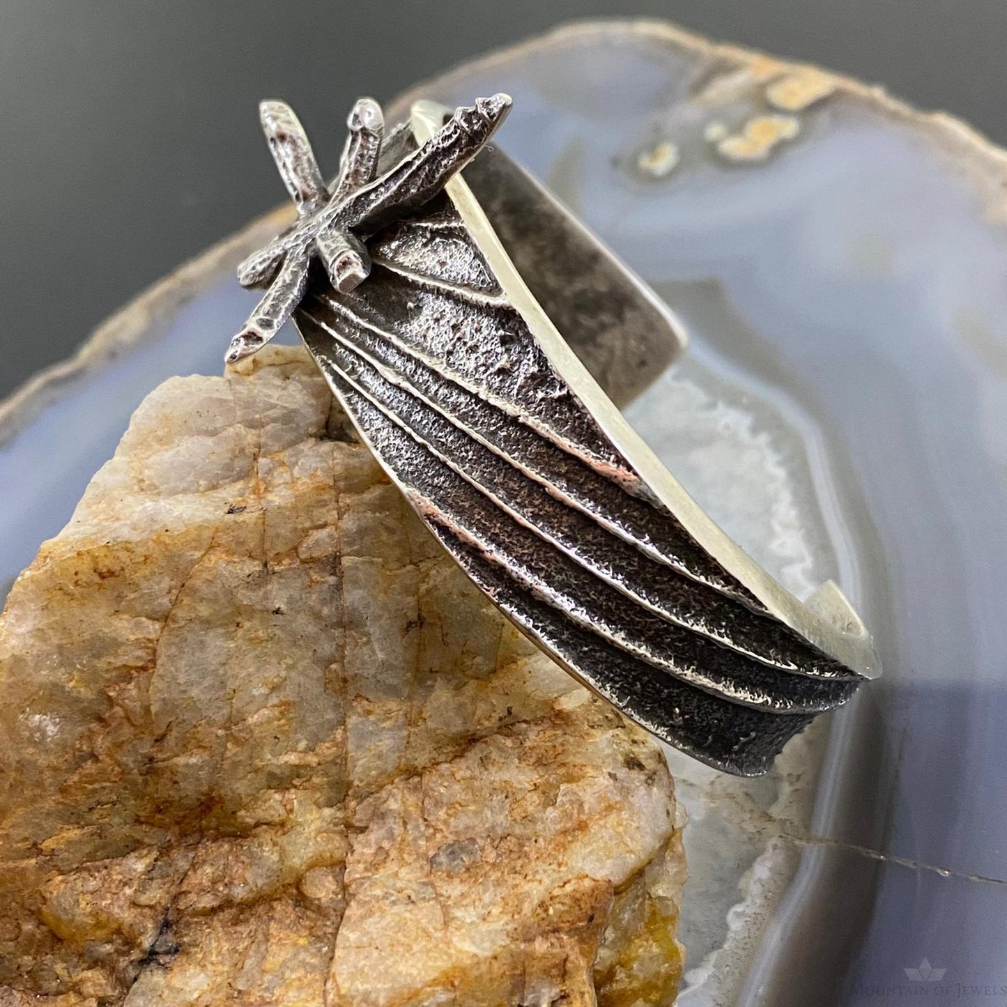 Cheyenne Custer Sterling Silver Tufa Cas Dragonfly Tapered Bracelet For Women