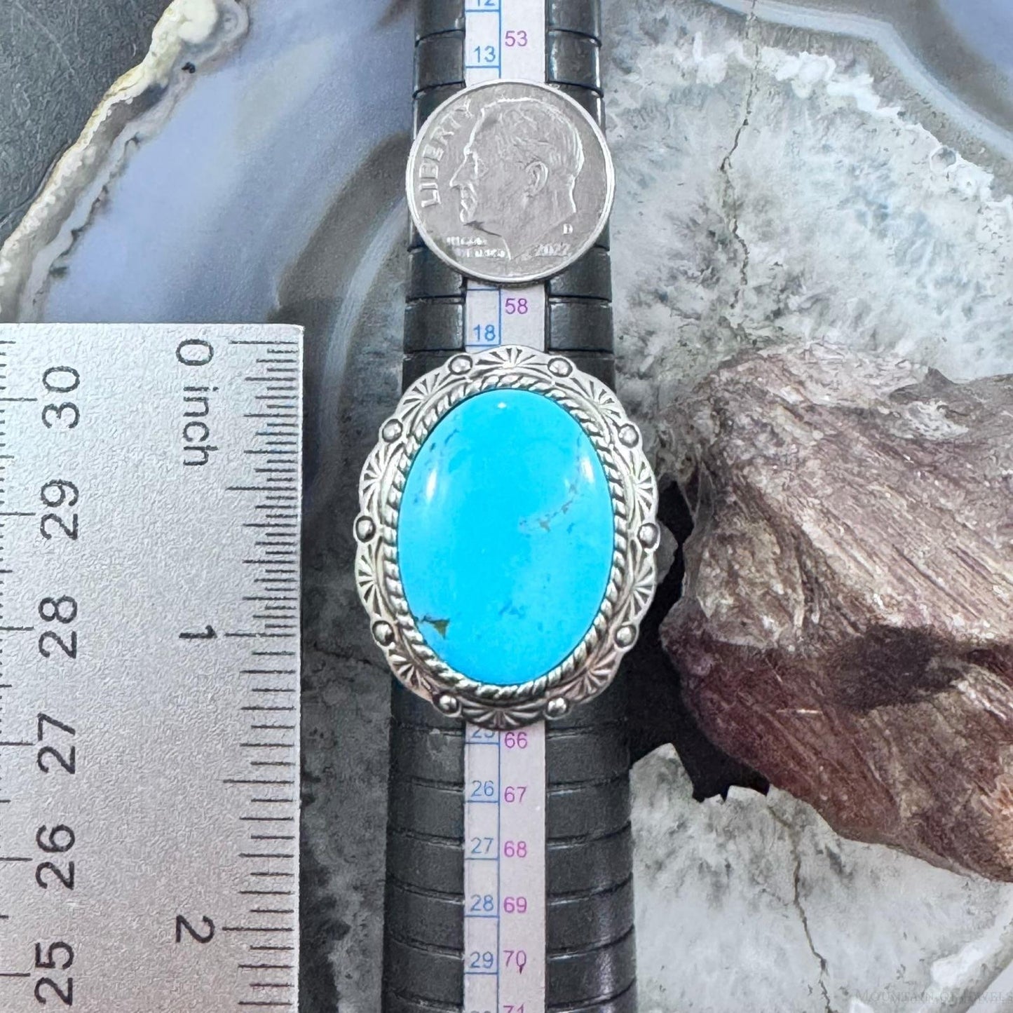 Carolyn Pollack Sterling Silver Big Oval Turquoise Decorated Ring Size 10 For Women