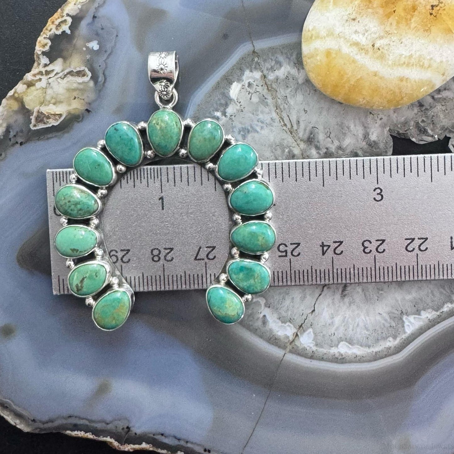 Sterling Silver Southwestern Style Turquoise Decorated Naja Pendant For Women