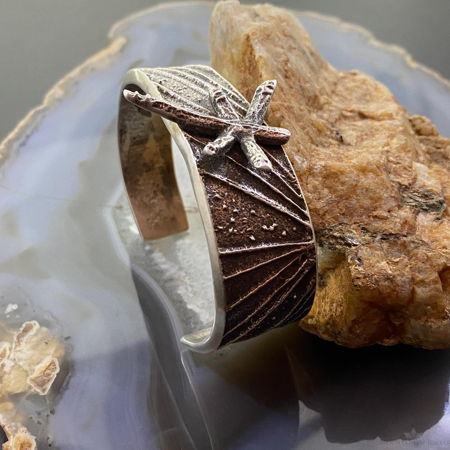 Cheyenne Custer Sterling Silver Tufa Cas Dragonfly Tapered Bracelet For Women