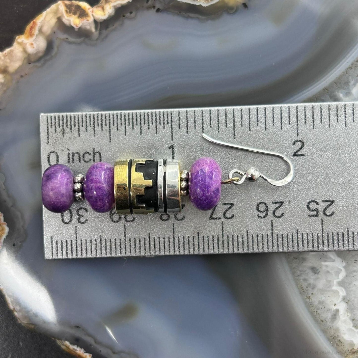 Tommy & Rosita Singer Sterling Silver Charoite Bead Dangle Earrings For Women