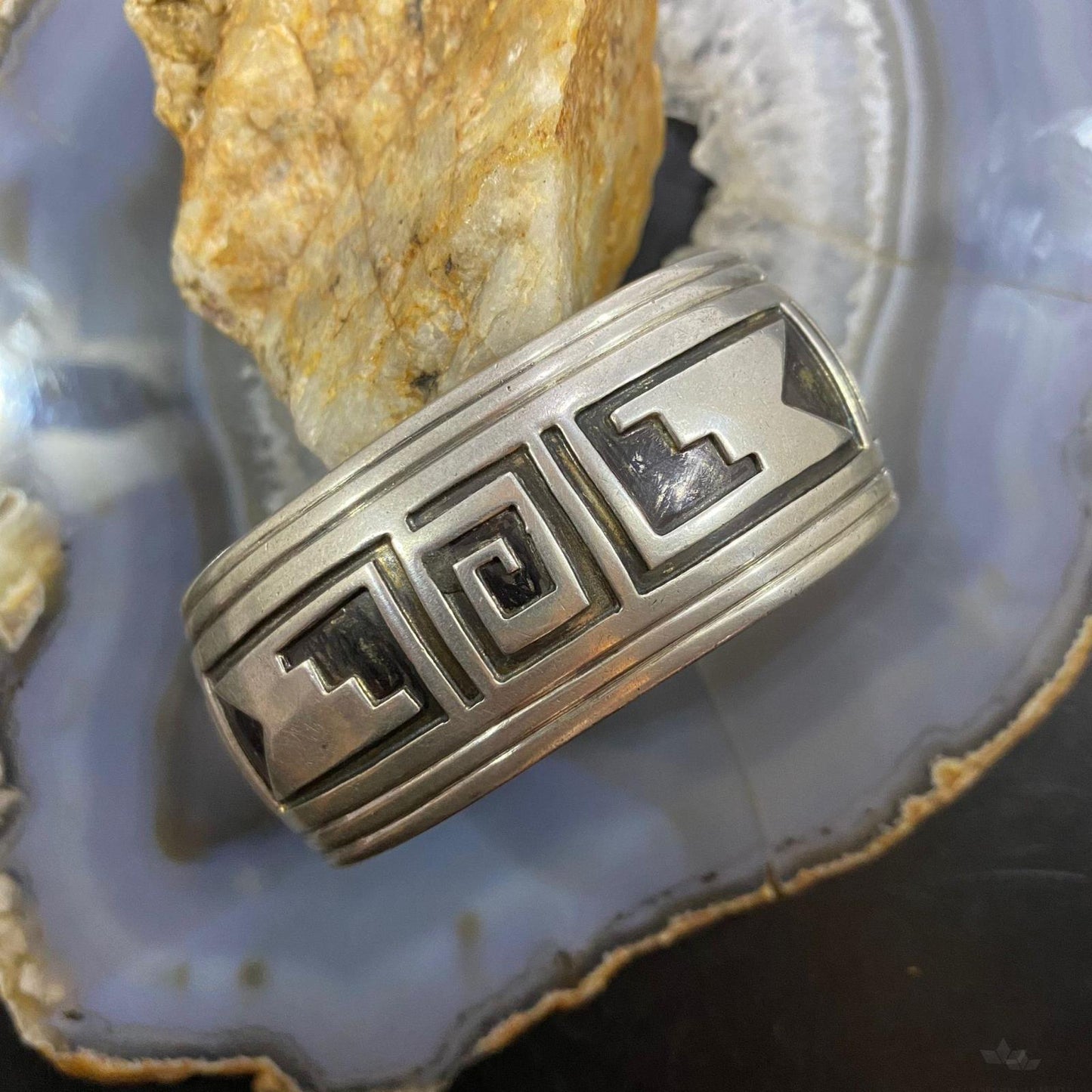 Vintage Native American Silver SW Motif Hopi Overlay Bracelet For Women #1