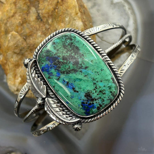 Sterling Silver Southwestern Style Large Square Variscite Bracelet For Women