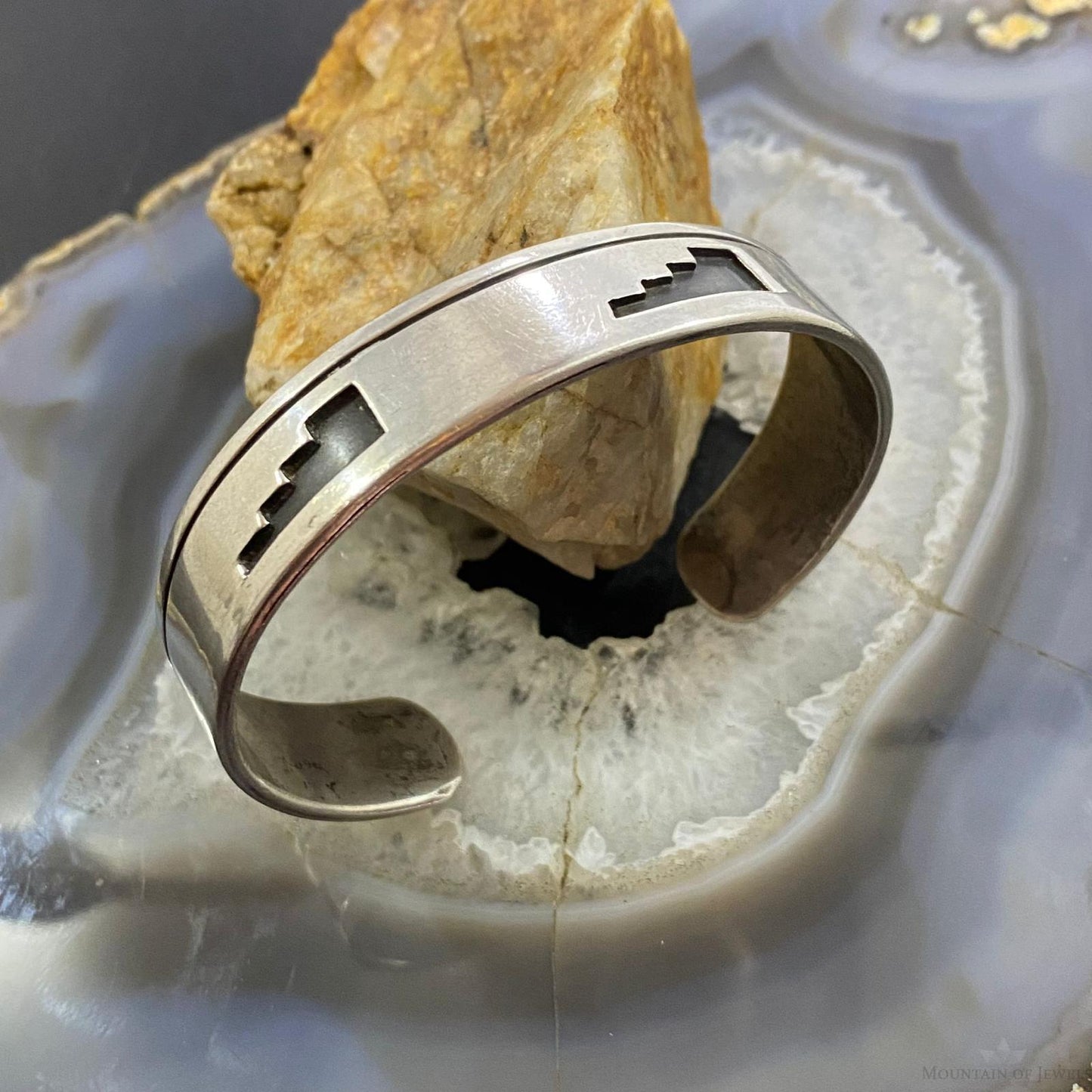 Joe H. Quintana Vintage Native American Silver Overlay Bracelet For Women #2