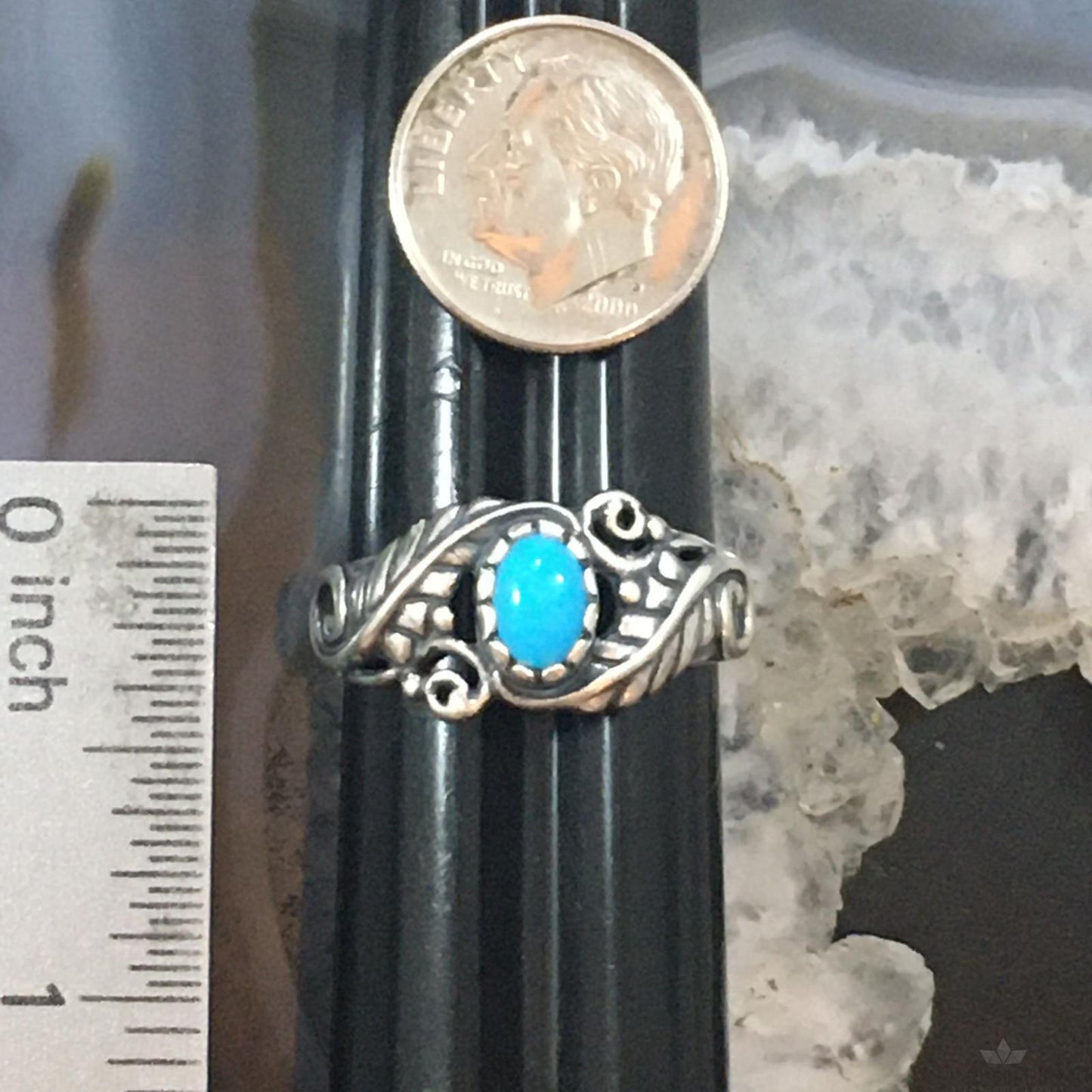 Carolyn Pollack Sterling Silver Oval Sleeping Beauty Turquoise Floral Ring For Women