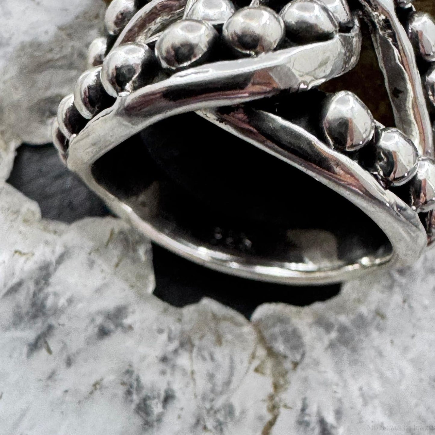 Sterling Silver Intertwined Balls Pattern Fashion Ring For Women,Taxco Mexico