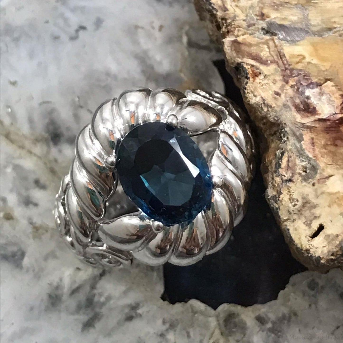 Carolyn Pollack Sterling Silver Oval Faceted London Blue Topaz Ring Size 8.25 For Women
