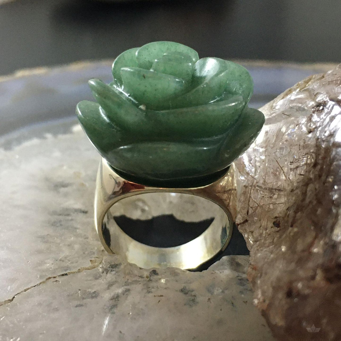 Carolyn Pollack Southwestern Style Sterling Silver Aventurine Rose Ring For Women