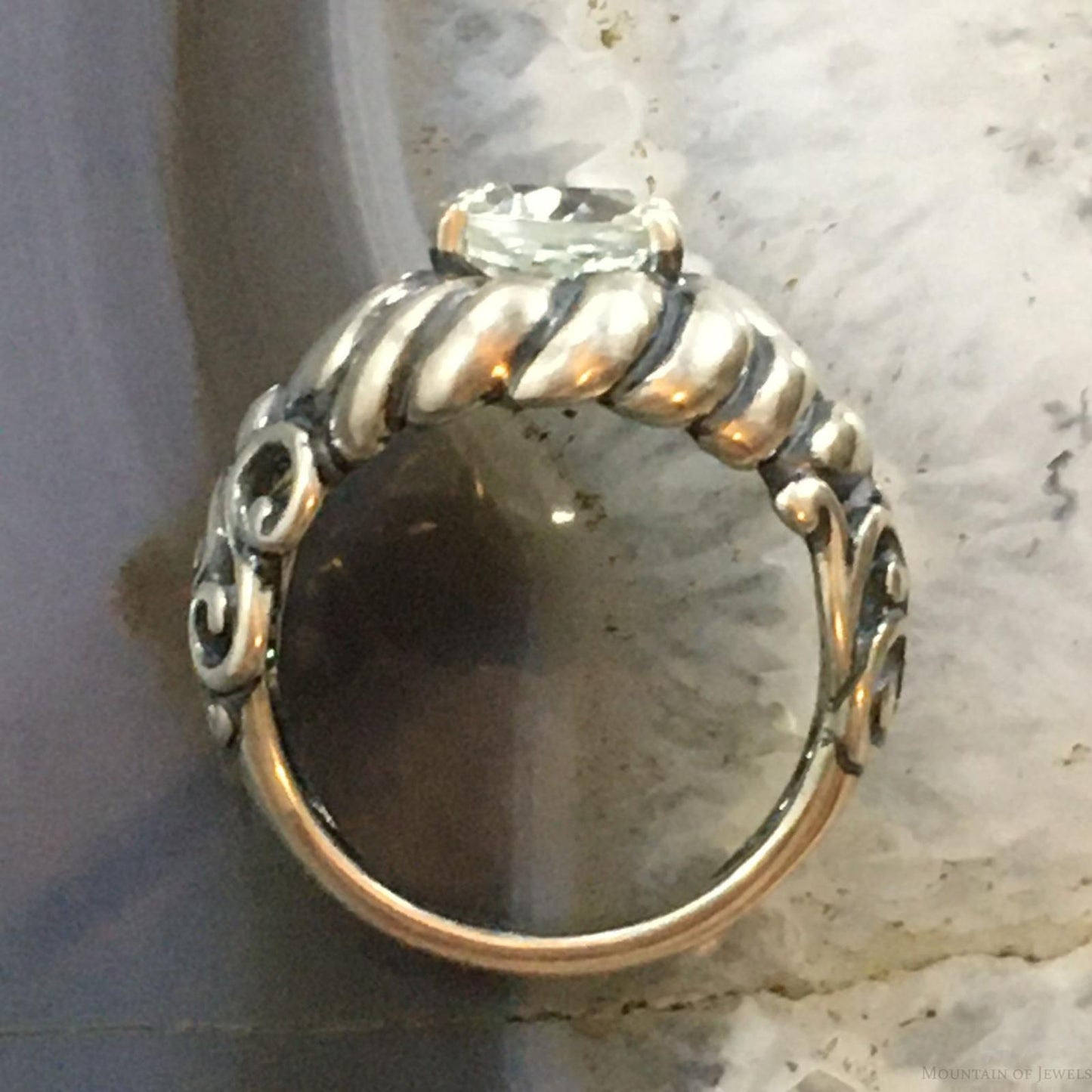 Carolyn Pollack Southwestern Style Sterling Silver Oval Faceted White Topaz Ring For Women