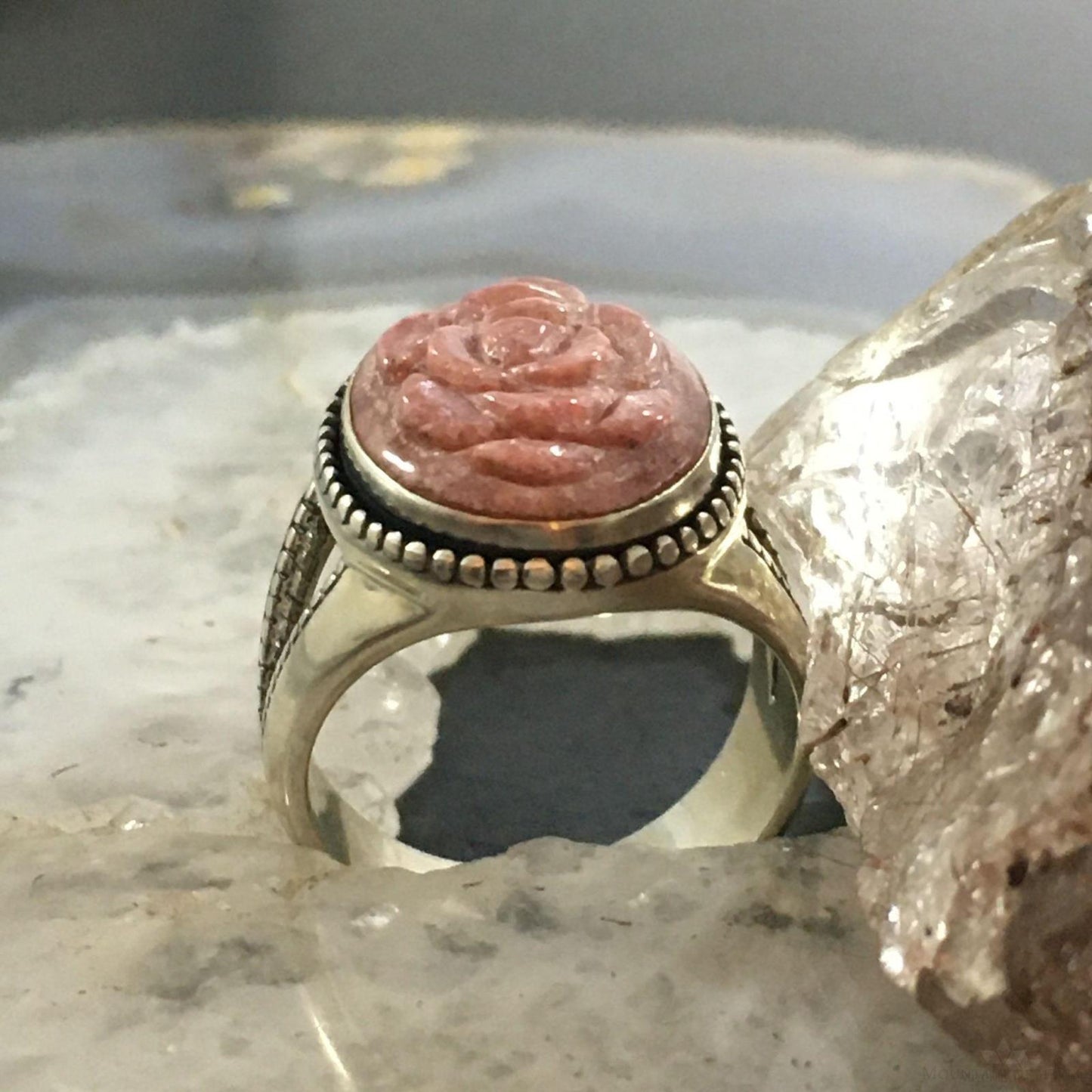 Carolyn Pollack Southwestern Style Sterling Silver Rhodonite Carved Rose Ring For Women