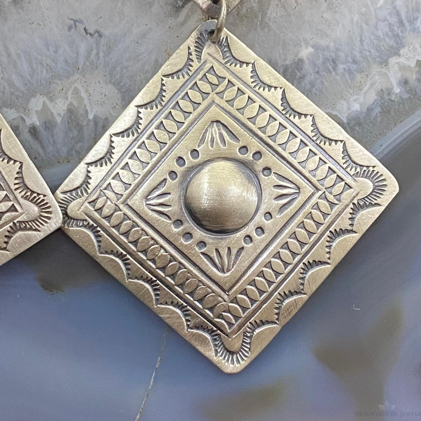 Harold Joe Native American Sterling Silver Stamped Post Earrings For Women #1