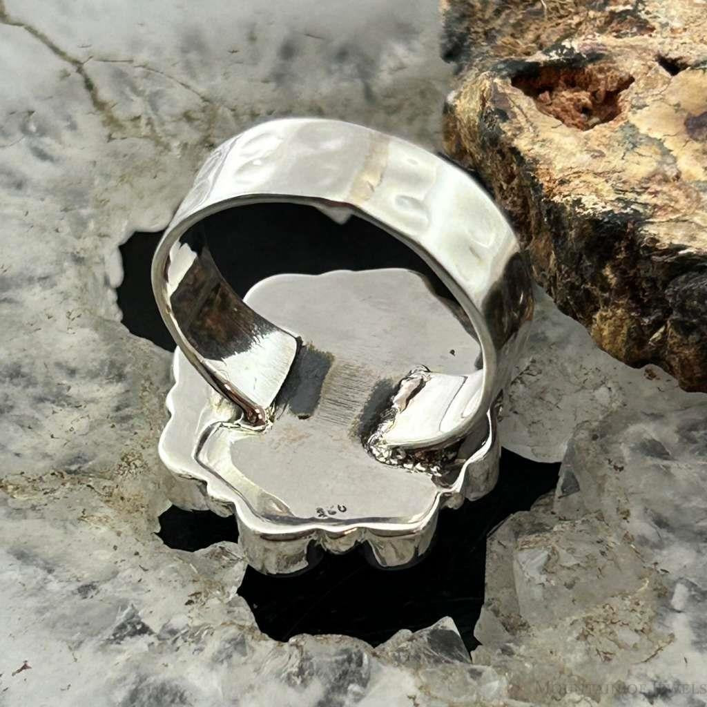 Sterling Silver Southwestern Style Mohave Turquoise Cluster Ring Size 7 For Women