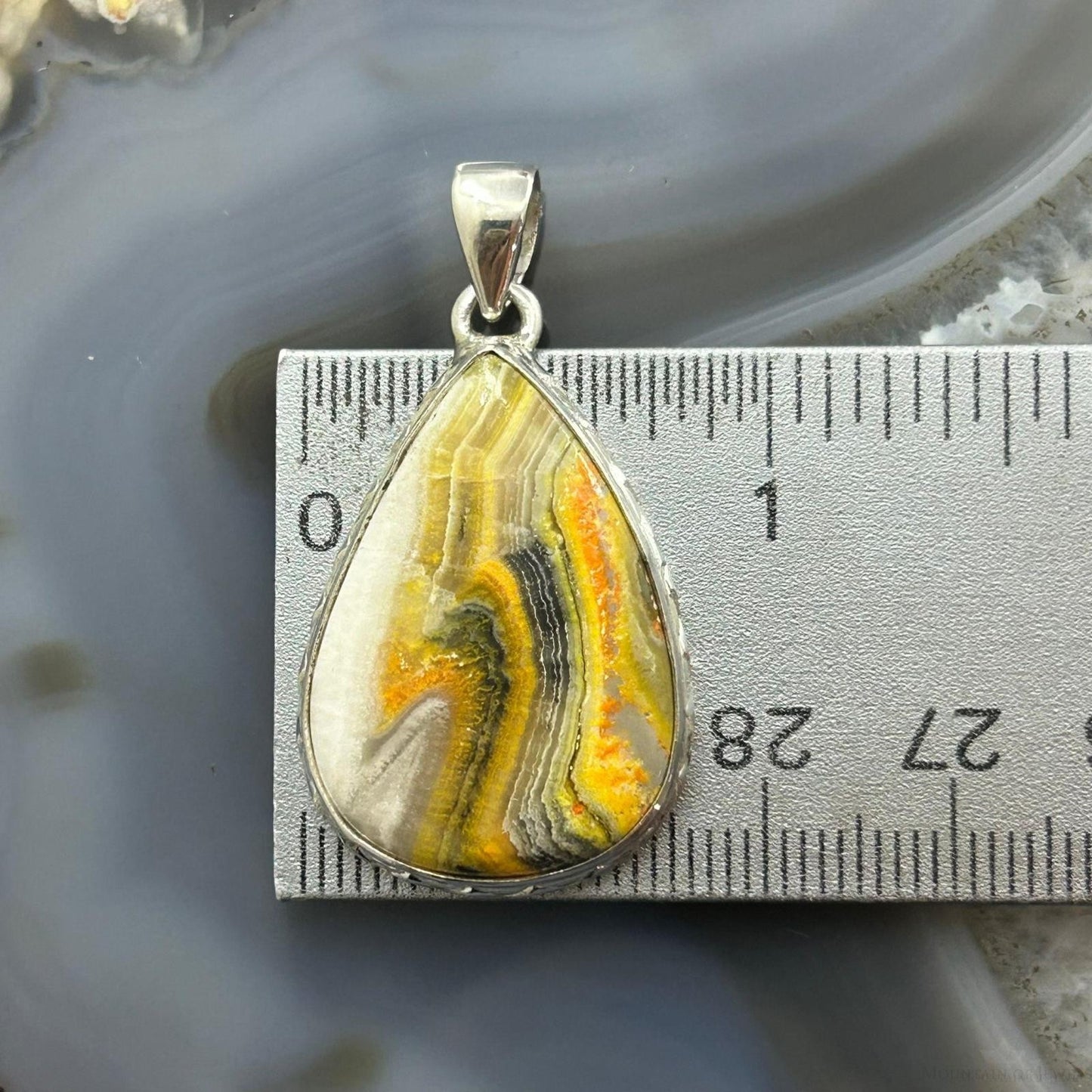 Sterling Silver Southwestern Style Teardrop Bumblebee Jasper Pendant For Women
